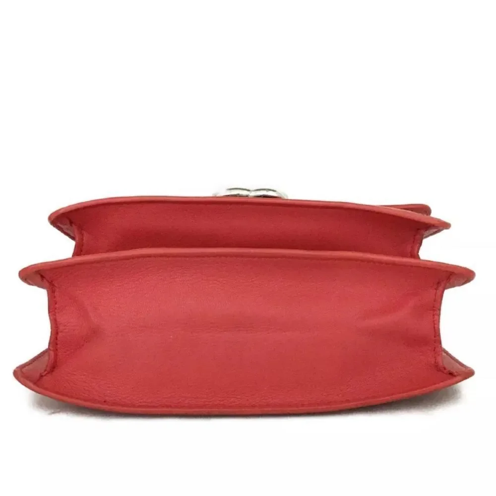 Auth Chanel Tramezzo Box Flap Double CC Logo Calfskin Chain Shoulder Bag Red - Picture 6 of 11